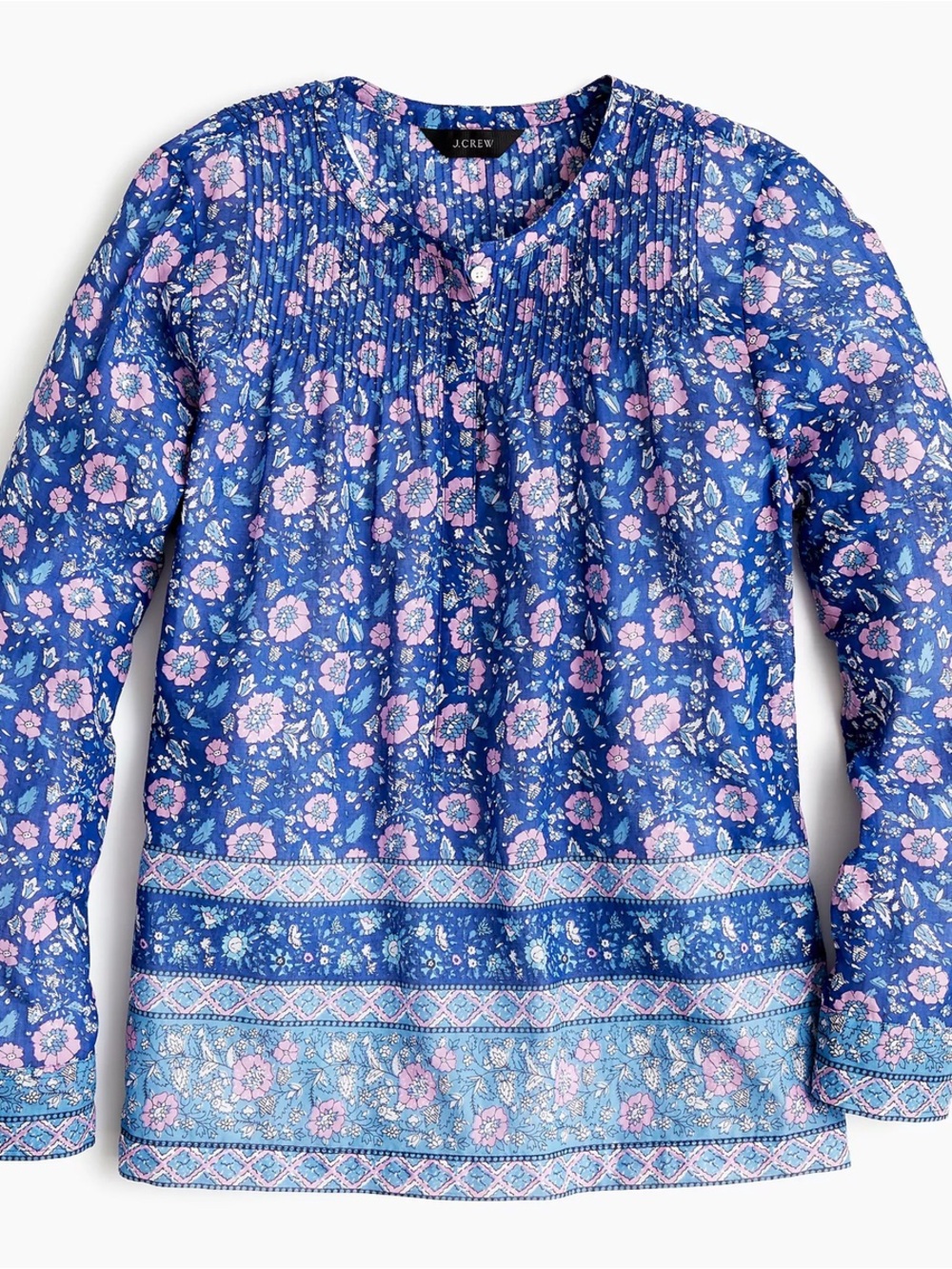 JCREW 100% Cotton Voile popover in floral block print Blue Small - Picture 3 of 14
